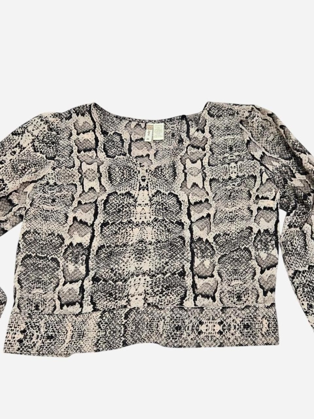 Japna Beige and Black Snake-Print Cropped Top